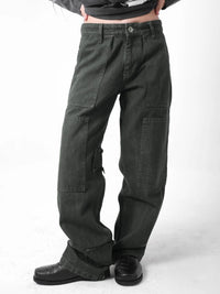 Two Times Too Fieldwork Fatigue Denim Pants Dark Green