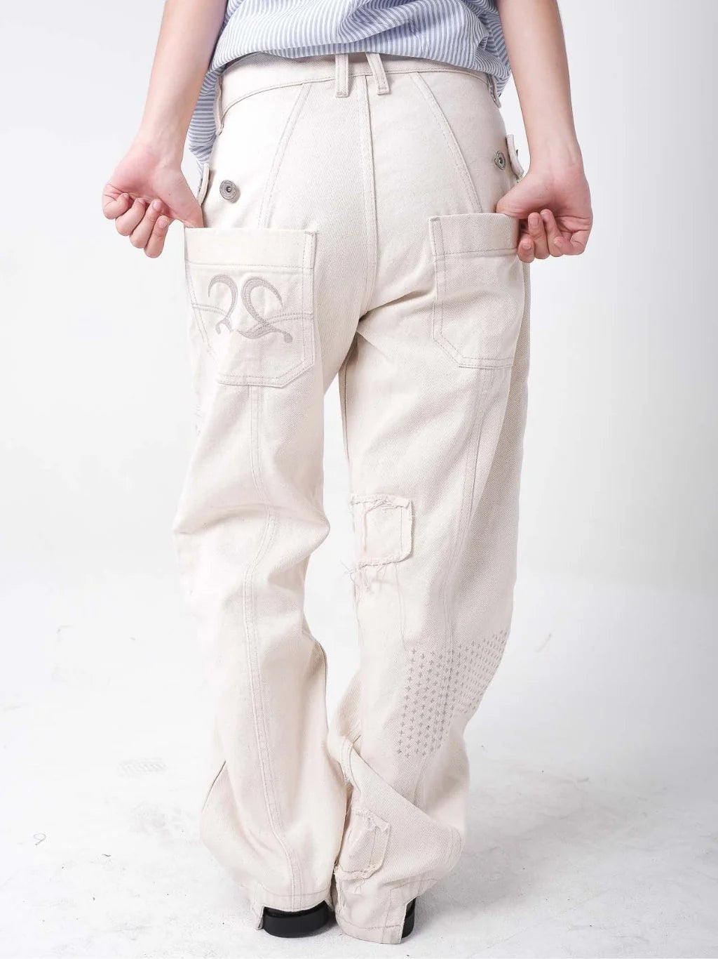 Two Times Too Fieldwork Fatigue Denim Pants Khaki