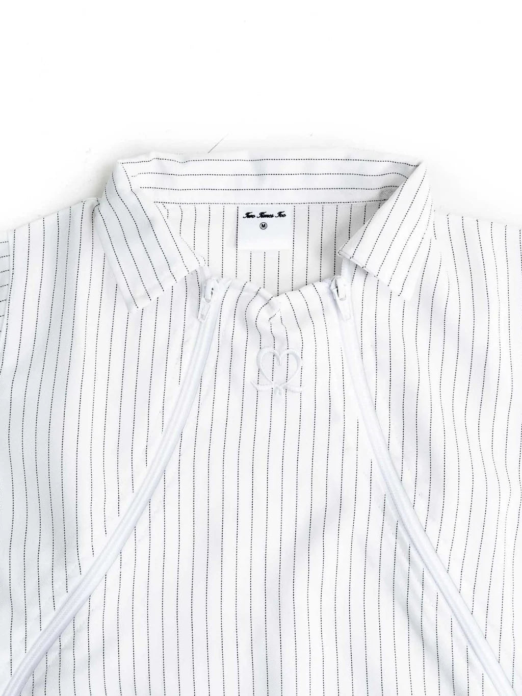 Two Times Too Multi Zip Top Stripe White