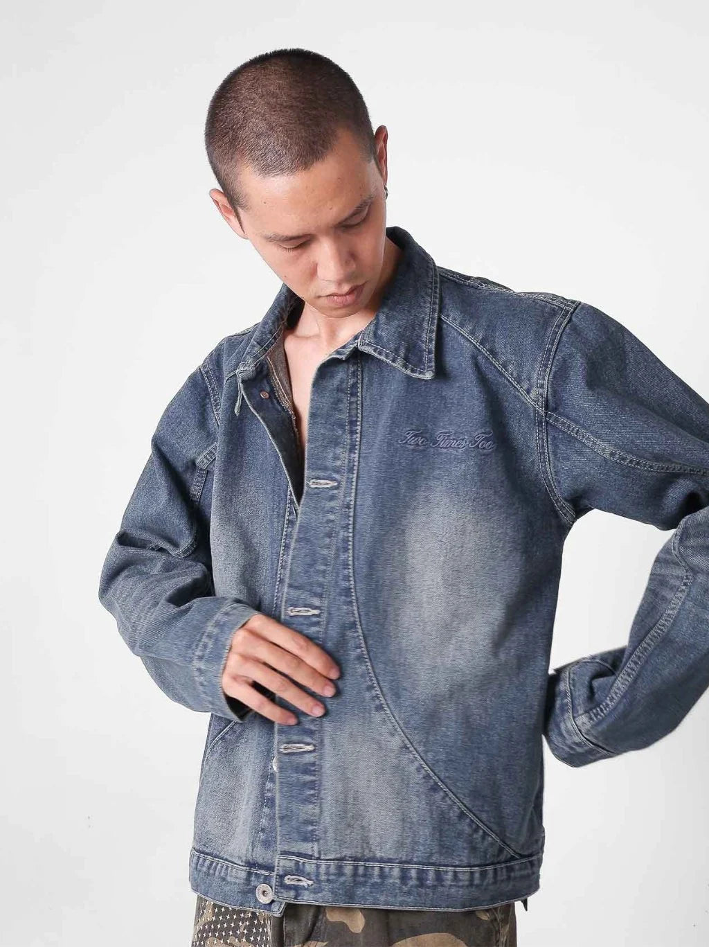 Two Times Too Arc Denim Jacket Vintage Blue