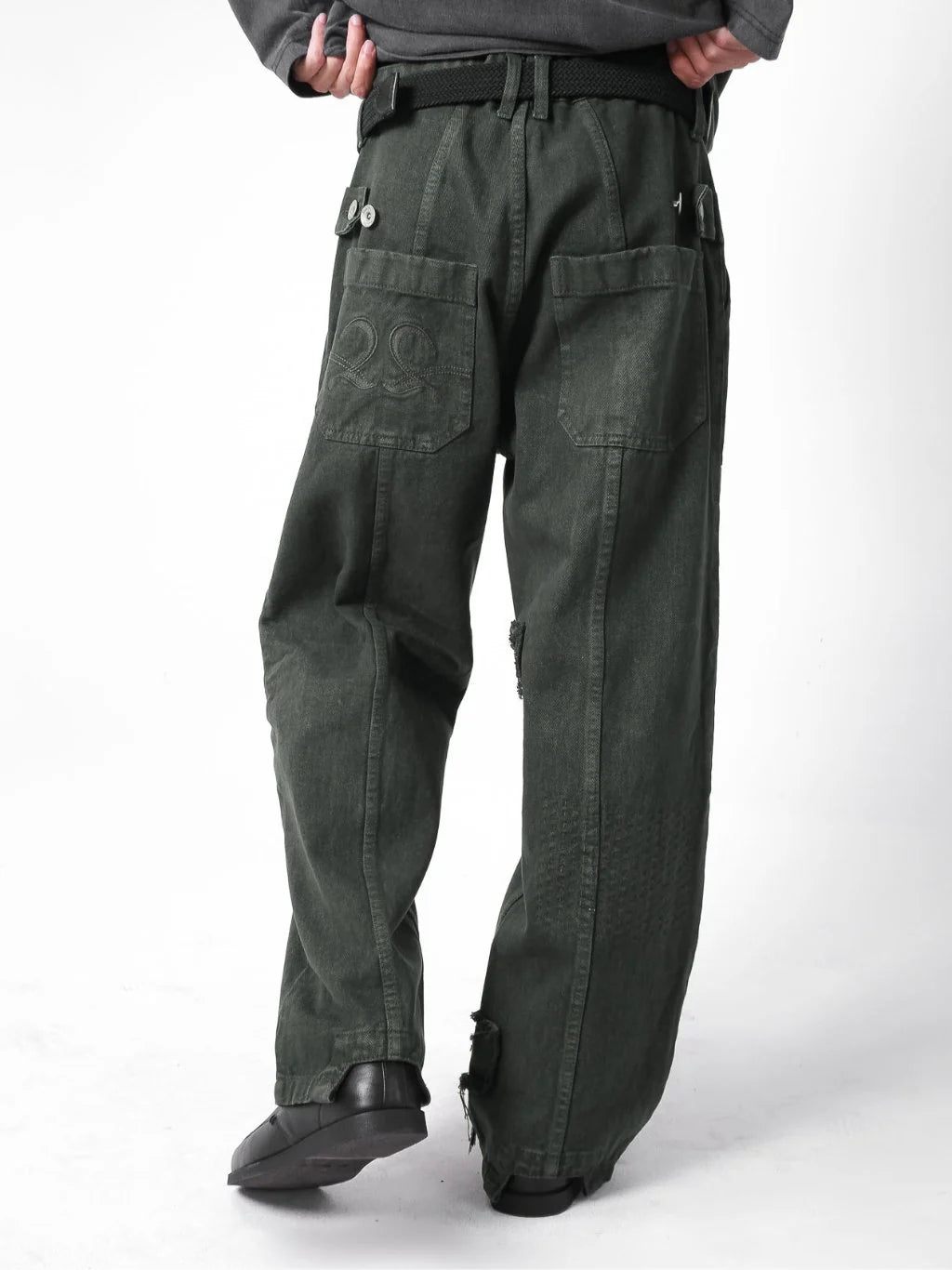 Two Times Too Fieldwork Fatigue Denim Pants Dark Green