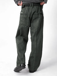 Two Times Too Fieldwork Fatigue Denim Pants Dark Green