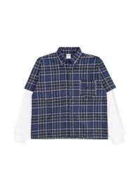 Two Times Too Blue Plaid Double Layered Shirt