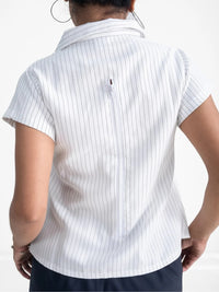 Two Times Too Multi Zip Top Stripe White