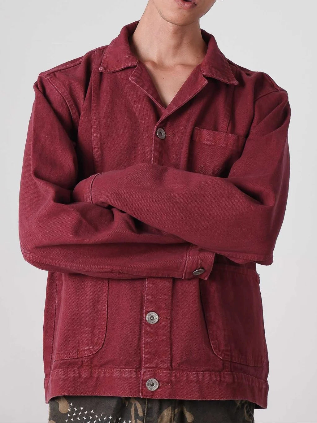 Two Times Too Panel Chore Jacket Maroon