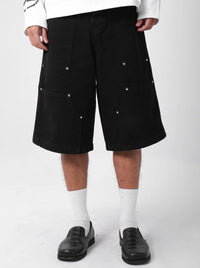 Two Times Too Double Knee Jorts Jet Black