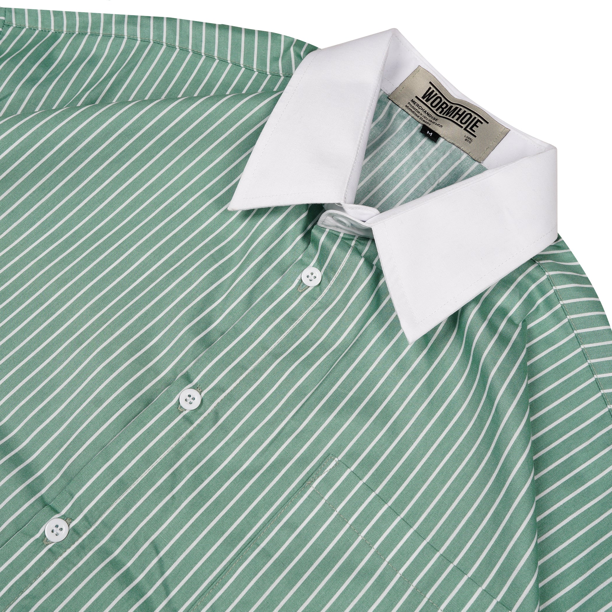 Wormhole x Casablanca Last Service Boxy Cut Shirt Stripped Forest Green/White