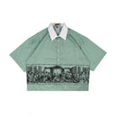 Wormhole x Casablanca Last Service Boxy Cut Shirt Stripped Forest Green/White