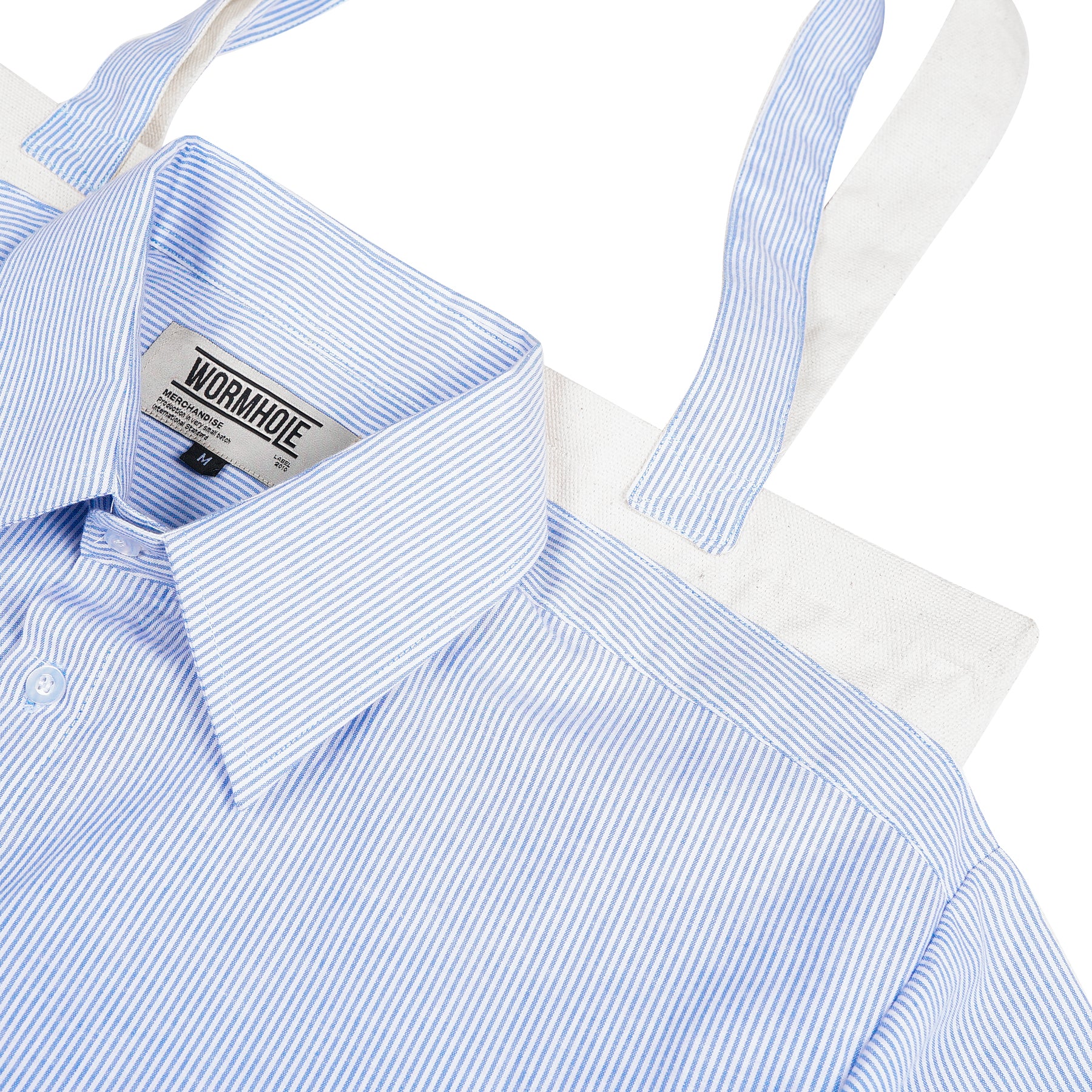 WORMHOLE Bureau de Guerre Shirt-Totebag Striped/Natural