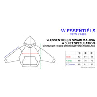 W.ESSENTIELS x Swain Mahisa A Quiet Speculation Oversize Zip Hoodie with Rhinestones Noir Black