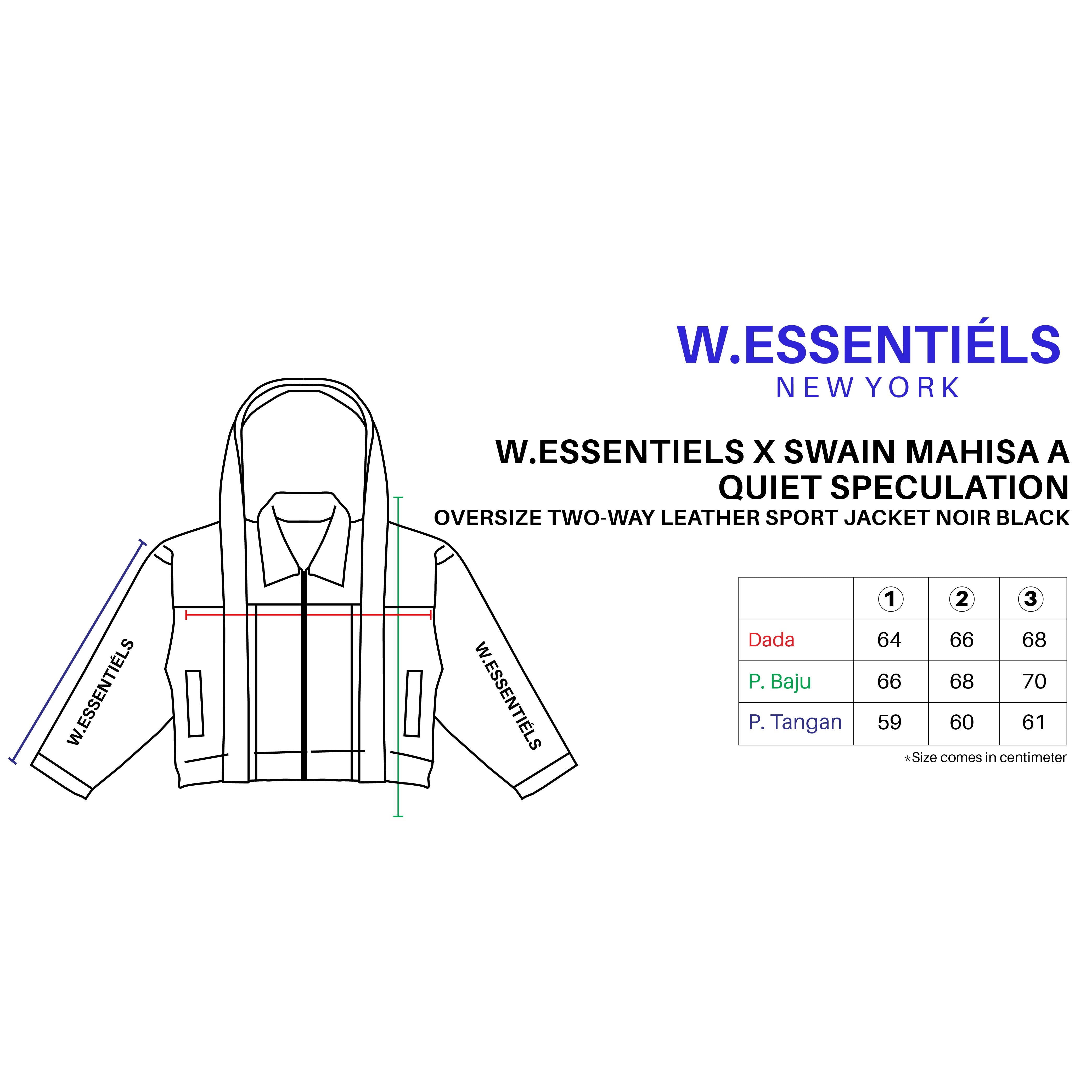 W.ESSENTIELS x Swain Mahisa A Quiet Speculation Oversize Two-Way Leather Sport Jacket Noir Black