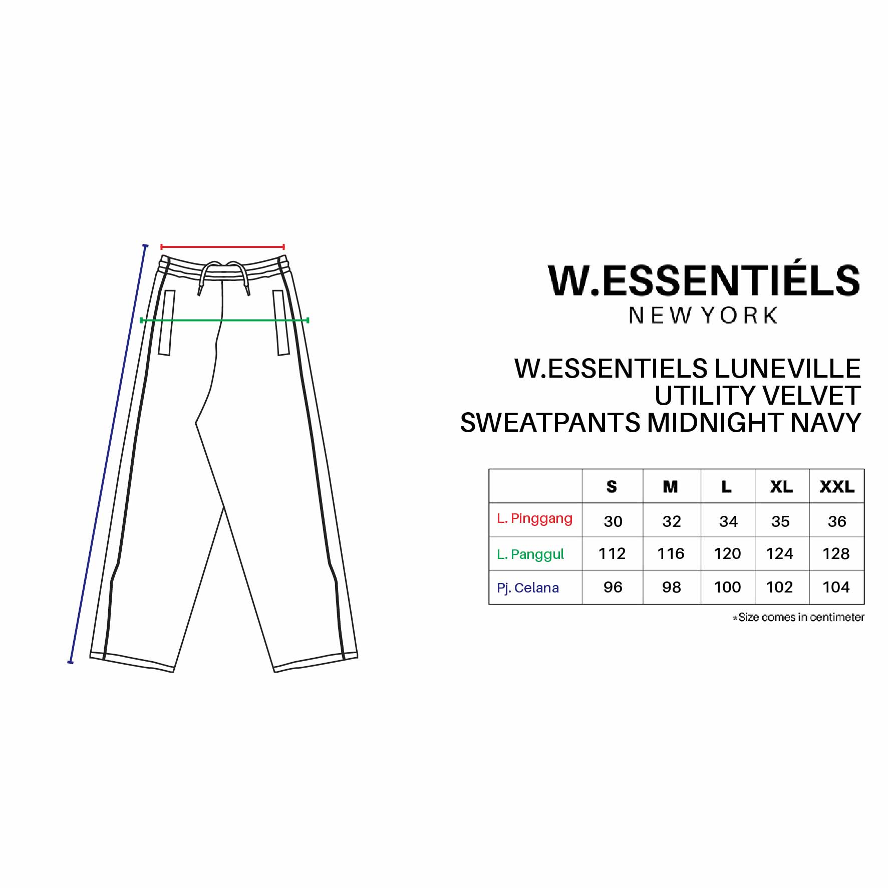 W.Essentiels Luneville Utility Velvet Sweatpants Midnight Navy