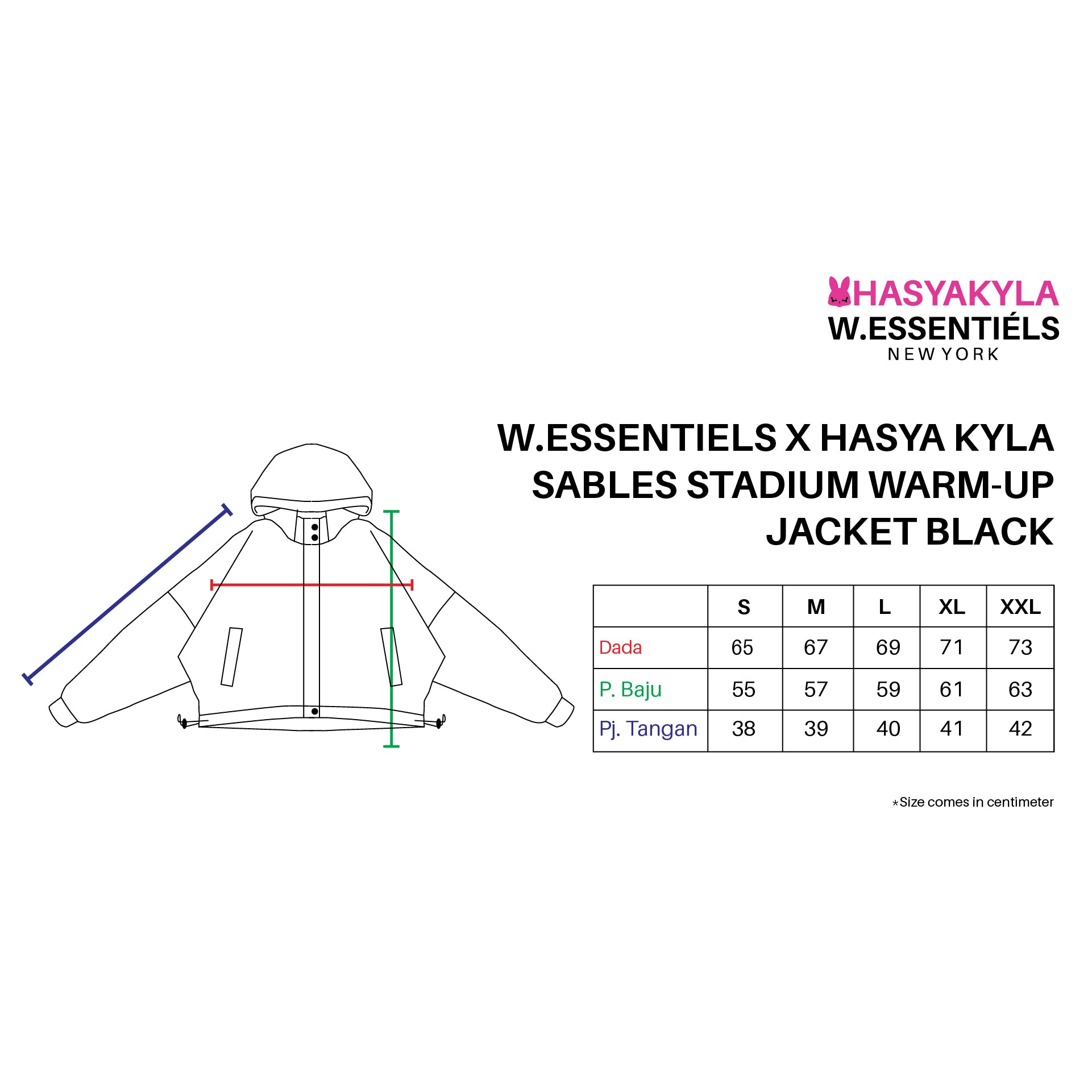 W.Essentiels X HasyaKyla Sables Stadium Warm-up Jacket Noir Black